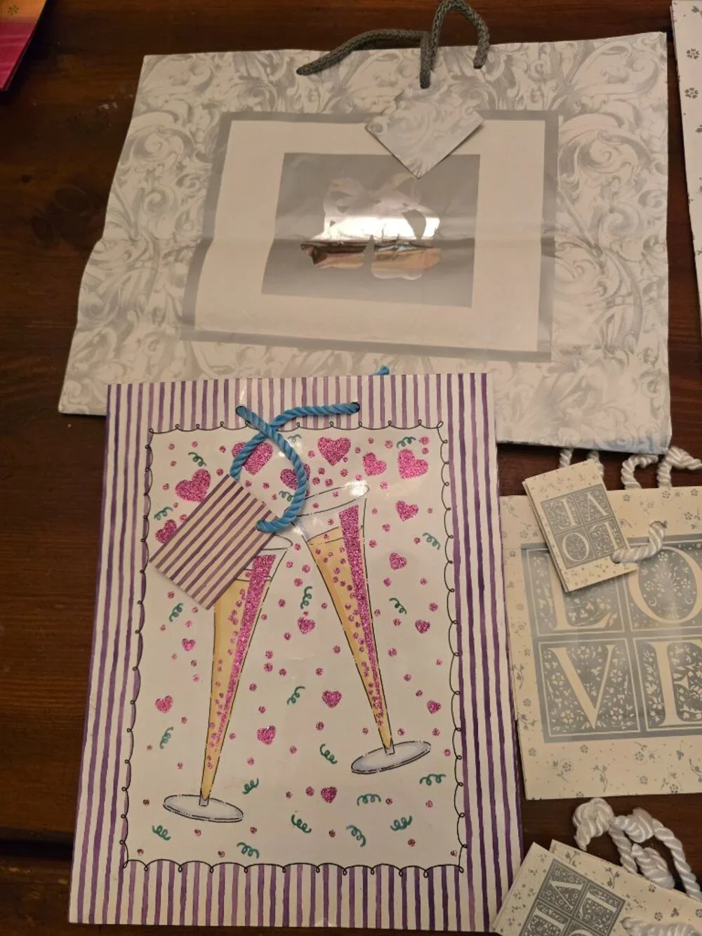 Gift Bags Lot of 9 Wedding Anniversary Love Wine Mini Medium Large